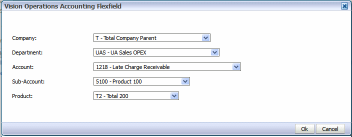 Flexfield segment selection dialog