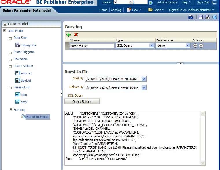 Sample bursting query