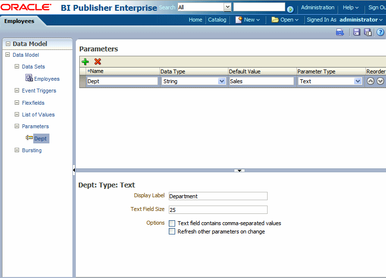 Text Parameter Definition